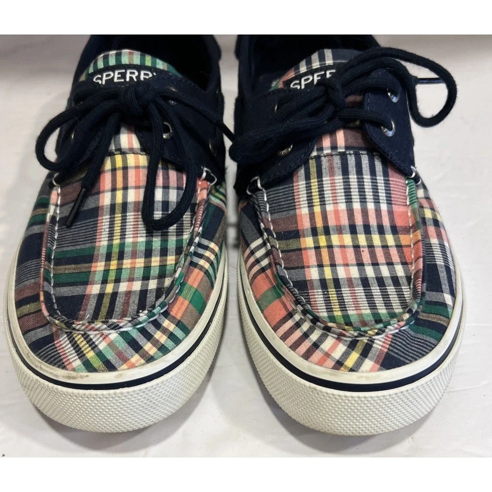 Men's Sperry 2 Eye Madras Plaid‎ Boat Shoes Mens 11.5 STS22097 Excellent!